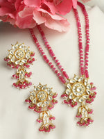 Load image into Gallery viewer, Atreyi Kundan Red Jade Long Pendant Set