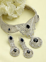 Load image into Gallery viewer, Kusni CZ Blue Stone Necklace Set