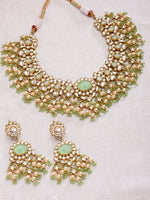 Load image into Gallery viewer, Madrika Kundan Green Stone Necklace Set