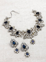 Load image into Gallery viewer, Adah Handcrafted Dark Blue Stone Necklace Set