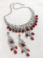 Load image into Gallery viewer, Elina Victorian Zircon Red Drop Necklace Set