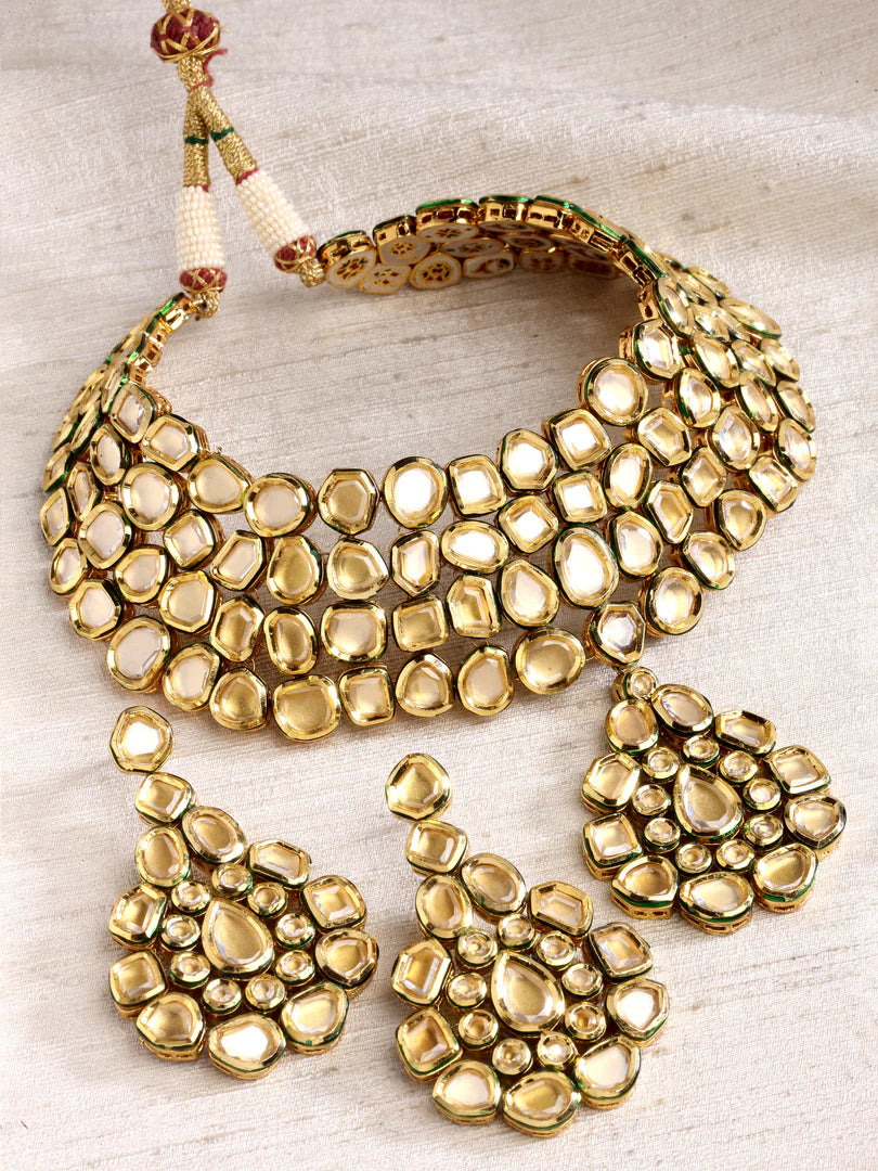 Tisya Gold Plated Yellow Kundan Necklace
