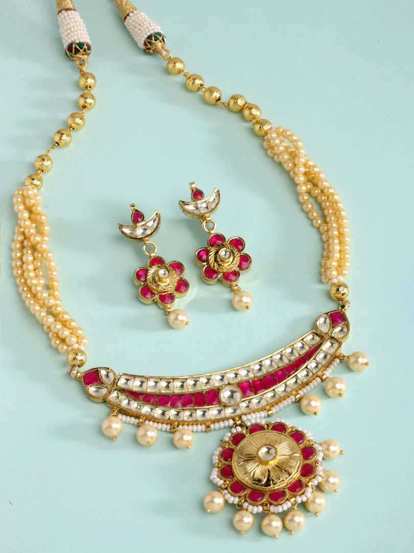 Diya Gold Plated Kundan & Pearl Necklace