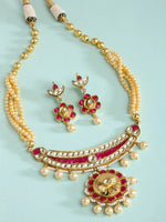 Load image into Gallery viewer, Diya Gold Plated Kundan & Pearl Necklace