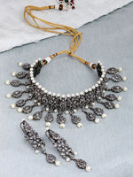 Load image into Gallery viewer, Falaq Antique Black Zircon Choker Set