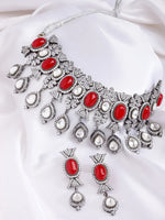 Load image into Gallery viewer, Sreeya Antique Silver Choker Set