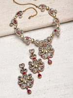 Load image into Gallery viewer, Sasha Kundan CZ Jade Necklace Set