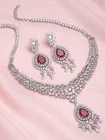 Load image into Gallery viewer, Darshana Silver Finish Zircon Necklace Set