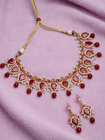 Load image into Gallery viewer, Kriti Gold Plated Red Stone Necklace