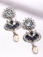 Load image into Gallery viewer, Victorian Blue Stone Pearl Drop Earrings