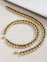 Load image into Gallery viewer, Gold Finish Kundan Red & Green Jade Payal