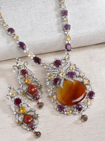Load image into Gallery viewer, Dapun Victorian Topaz & Ruby Pendant Set