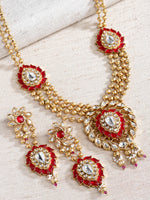 Load image into Gallery viewer, Namika Red Jade & Golden Beads Pendant Set