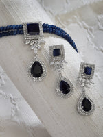 Load image into Gallery viewer, Briti CZ Blue Stone String Pendant Set
