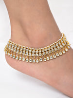 Load image into Gallery viewer, Gold Finish Kundan Payal