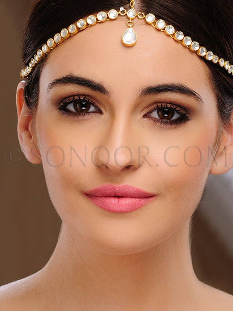 Gold finish Kundan Matha Patti