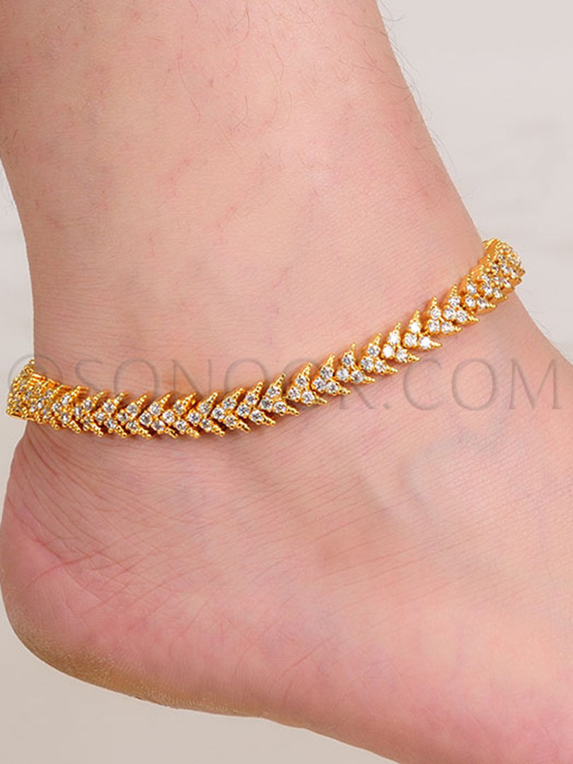 Gold Finish white CZ Payal
