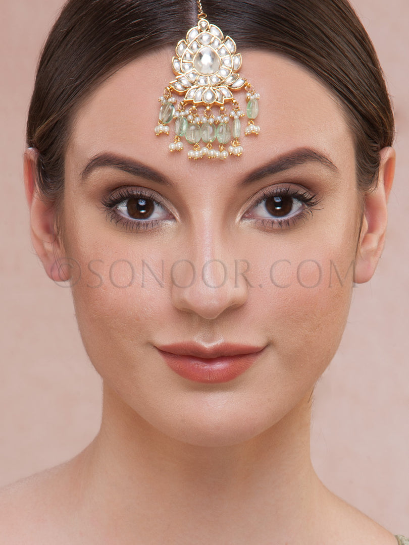 Kundan Jade Stone Maang Tika