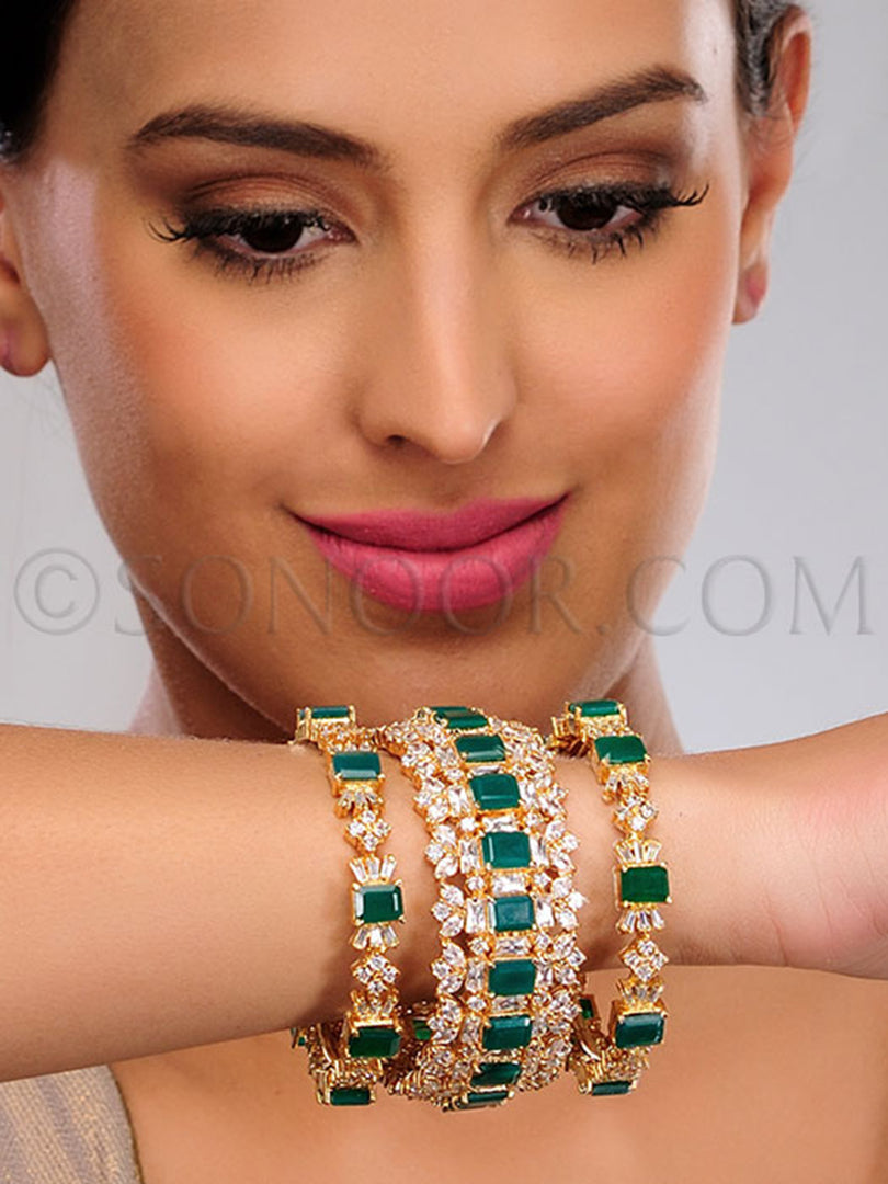 Kyra Green Jade Three Set Bangles