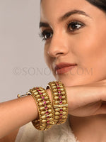 Load image into Gallery viewer, Gold Finish Jade Broad Kada