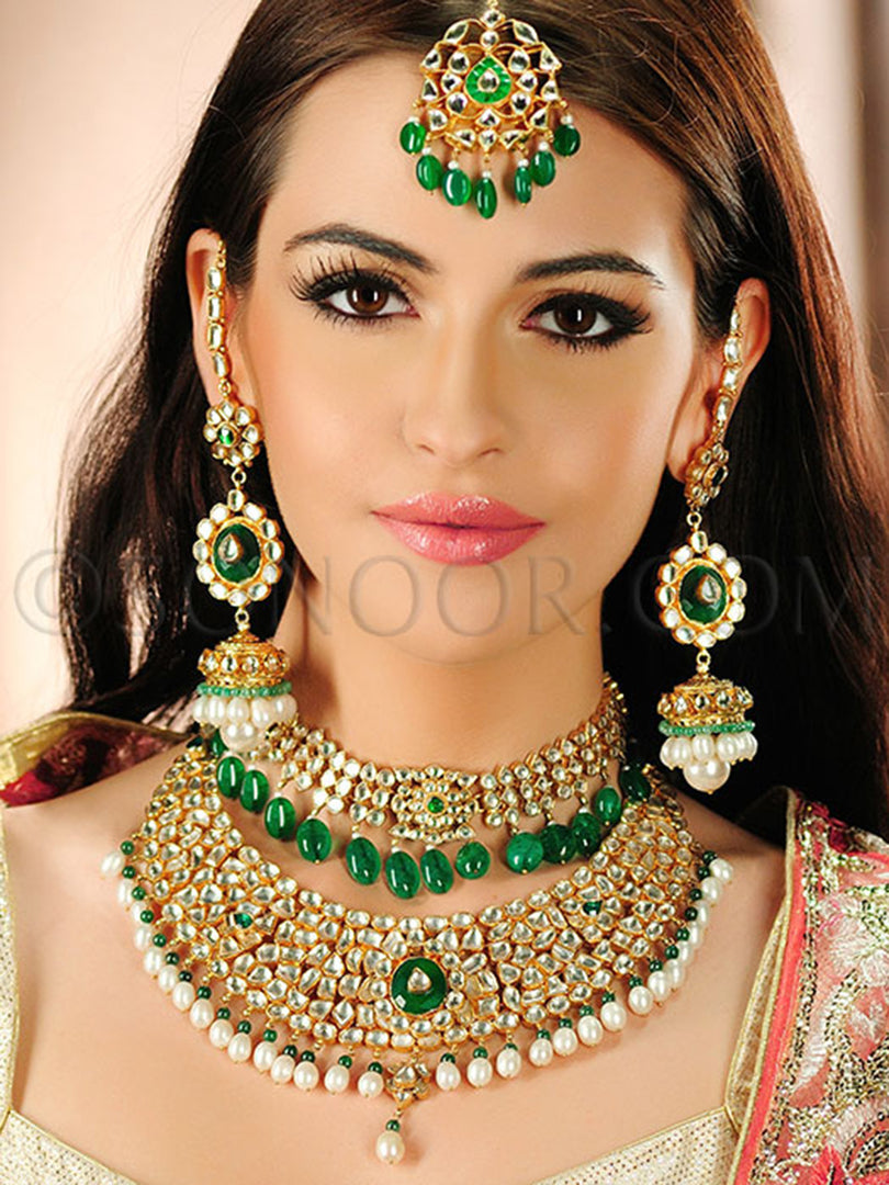 Vira Green Jade Pearl Combo Bridal Set