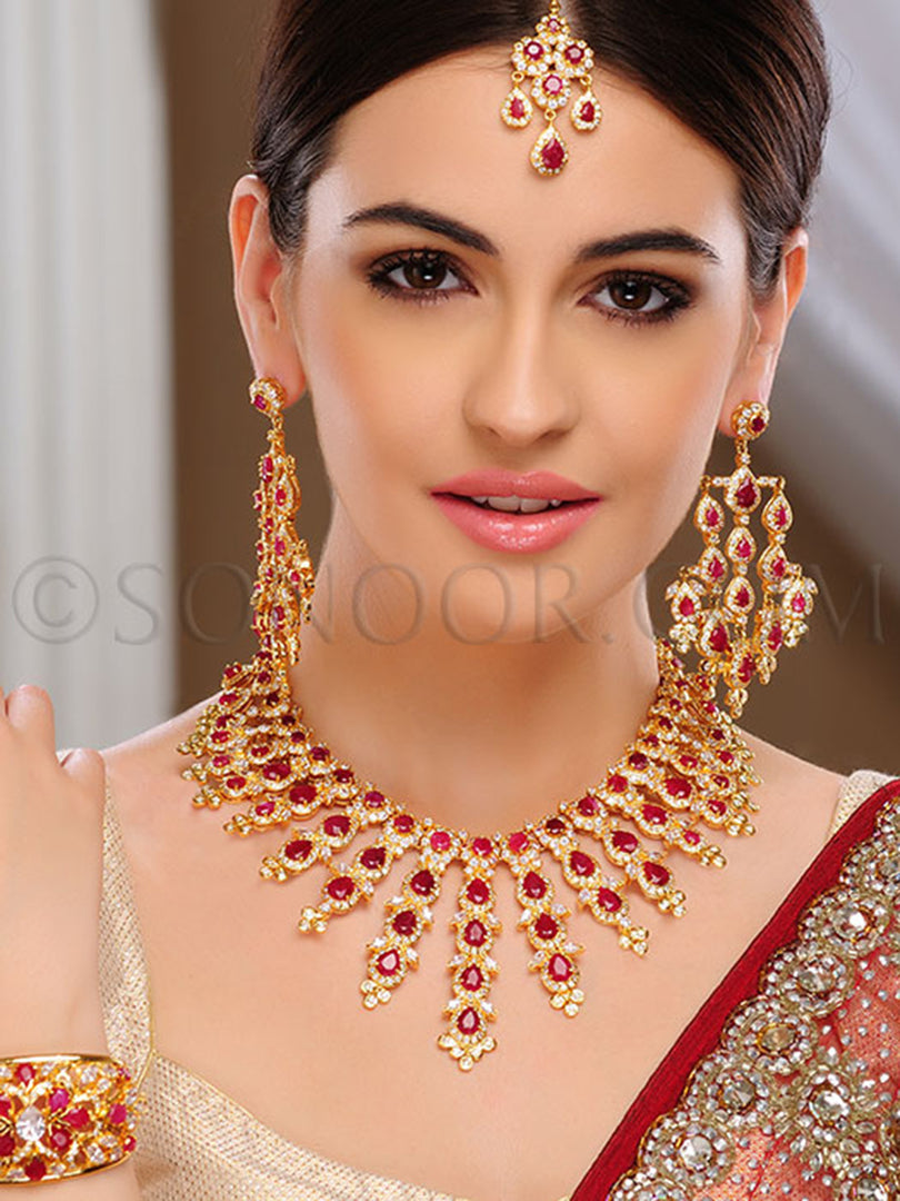 Jash CZ Red Jade Bridal Set