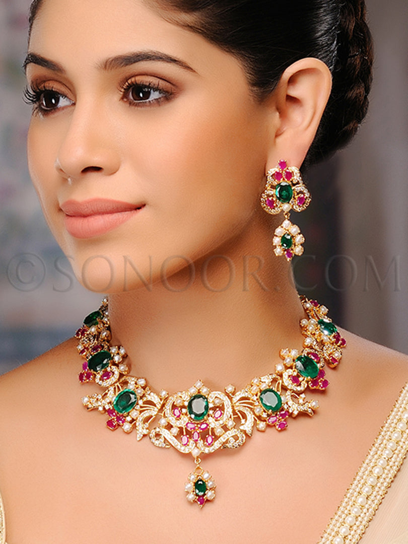 Rumani Gold Plated Handcrafted Bridal Set