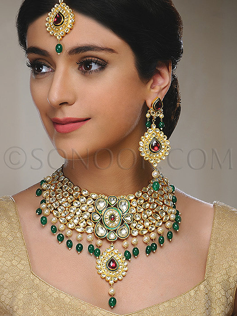 Batika Gold Plated Kundan Bridal Set