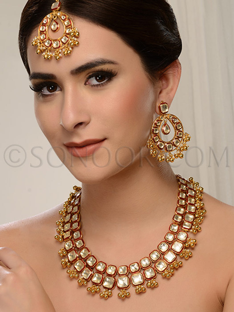Dayamayee Meenakari Kundan Bridal Set