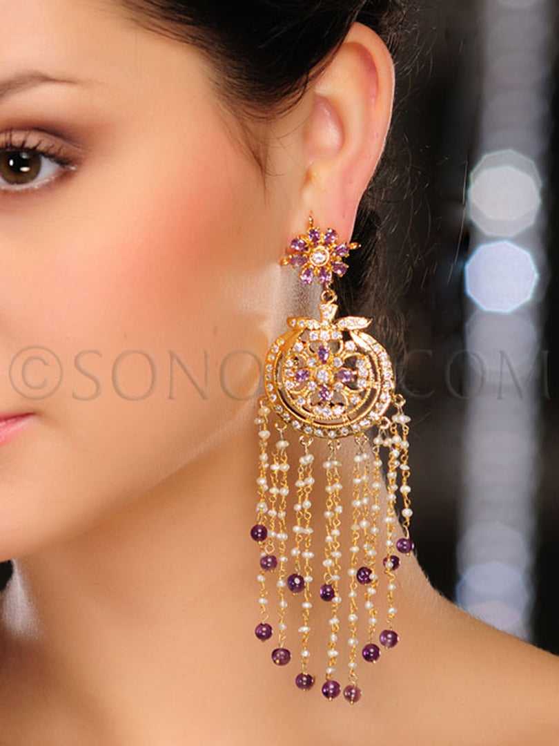 Sachi CZ Amethyst Earrings