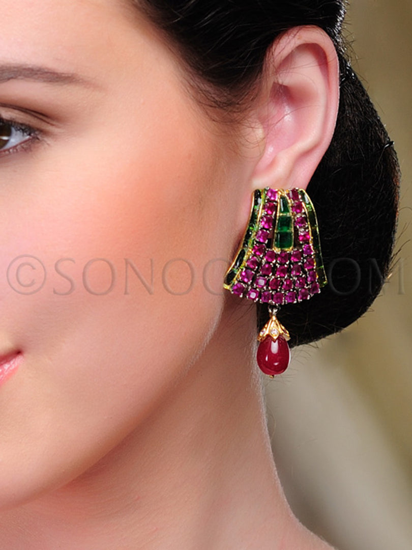 Shani Antique Ruby CZ Earrings