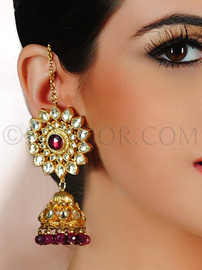 Urshi Kundan Ruby Jhumka Style Earrings