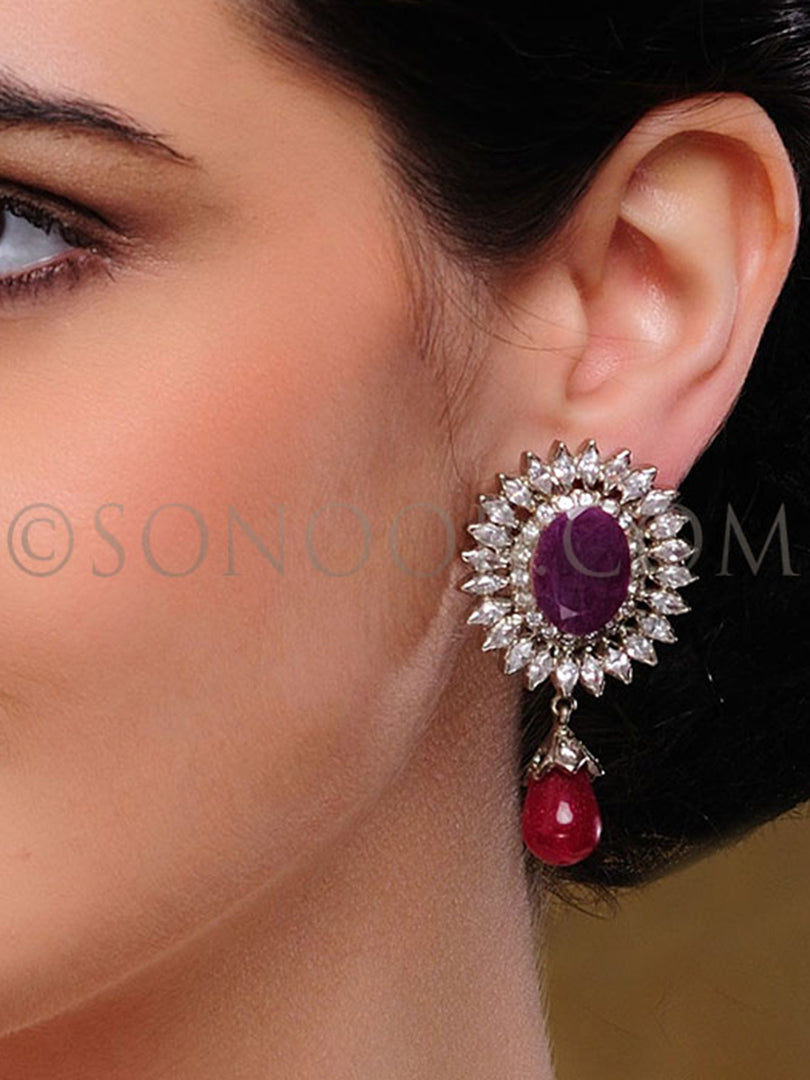 Antique Ruby CZ Earrings