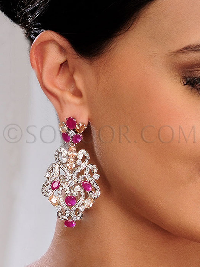 Antique Citrine Red jade Earrings