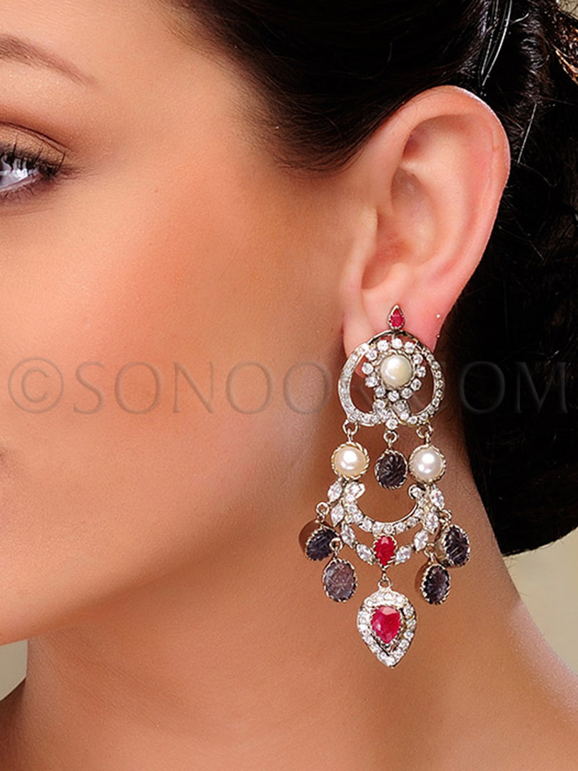 CZ Jade Pearl Handcrafted Earrings