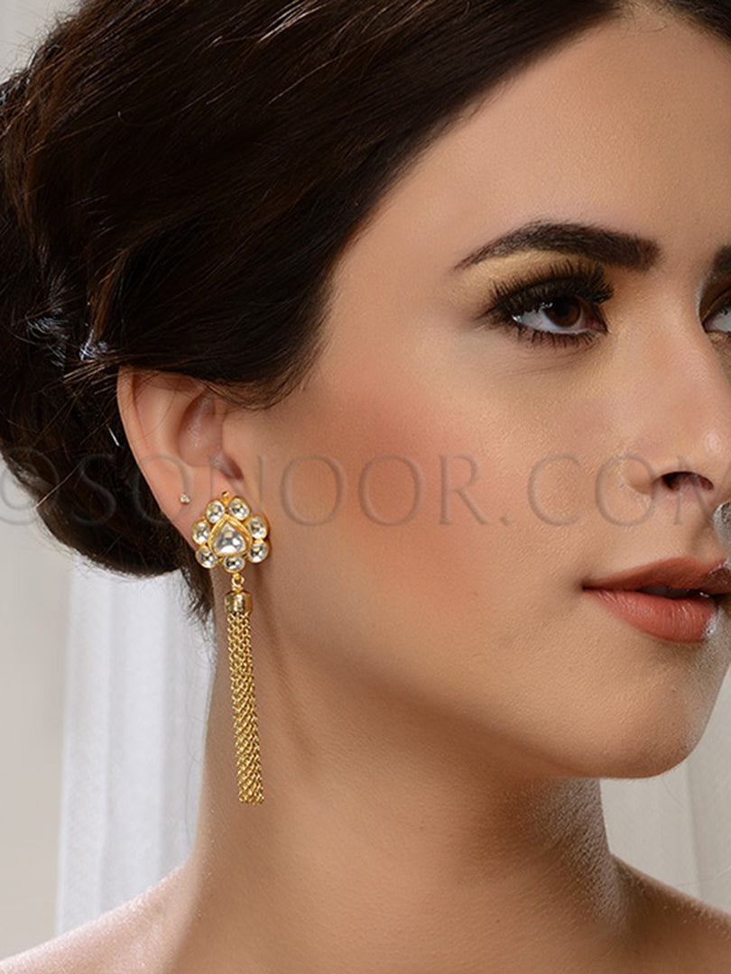Gold Finish Kundan Earrings