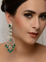 Load image into Gallery viewer, Victorian CZ Green Stone Earrings