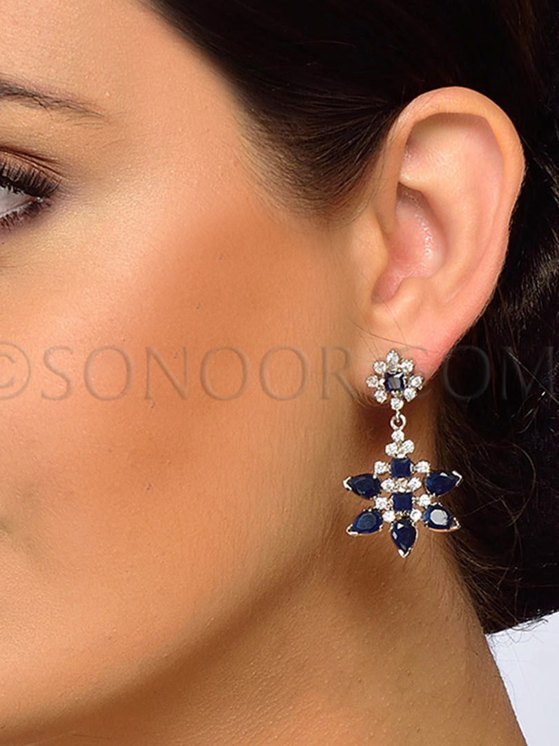Victorian CZ Blue Stone Earrings