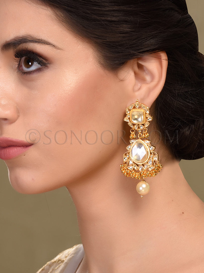 Elika gold Finish Kundan Earrings