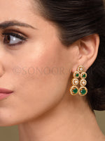 Load image into Gallery viewer, CZ Pearl Green Jade Earrings