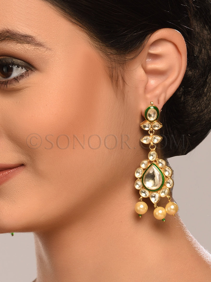 Krithika Kundan Pearl Drop Earrings