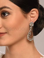 Load image into Gallery viewer, Victorian Smoky & White CZ Earrings