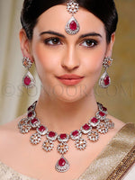 Load image into Gallery viewer, Drishya Victorian CZ Red Jade Necklace set