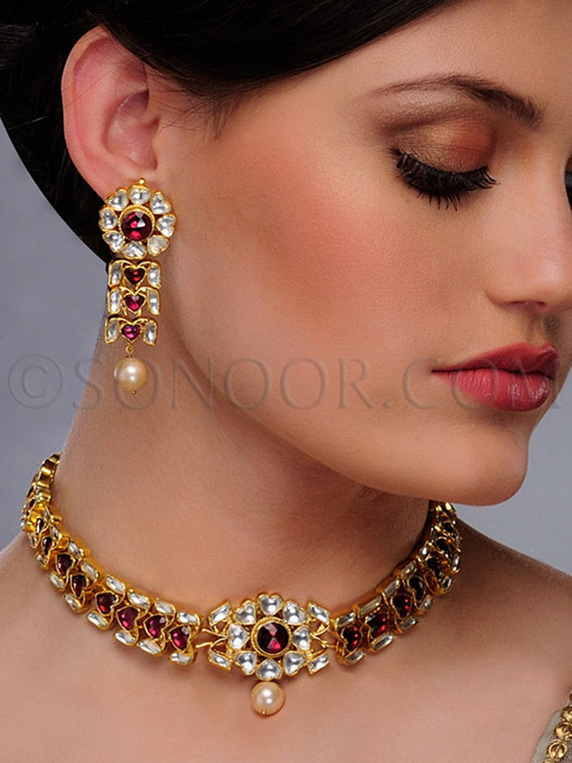 Preet Handcrafted Pink Kundan Necklace