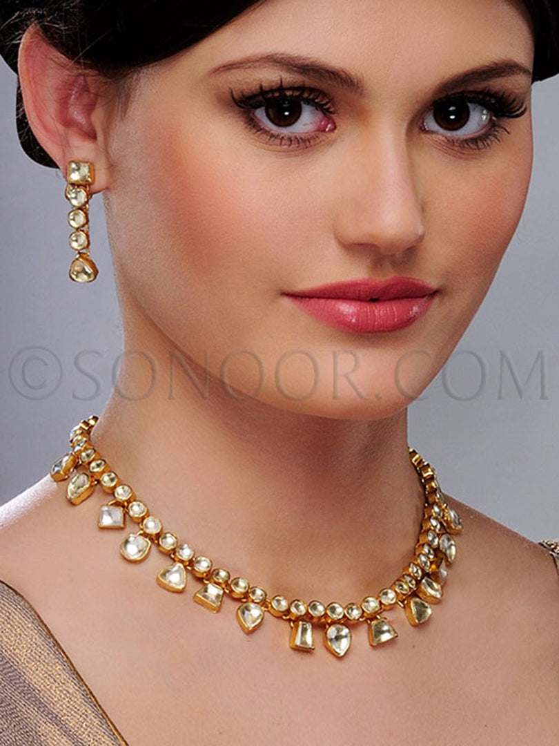 Urmi Gold Plated Uncut Kundan Necklace Set