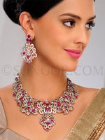 Load image into Gallery viewer, Ushya CZ Red Jade Necklace Set