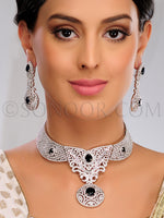 Load image into Gallery viewer, Kusni CZ Blue Stone Necklace Set