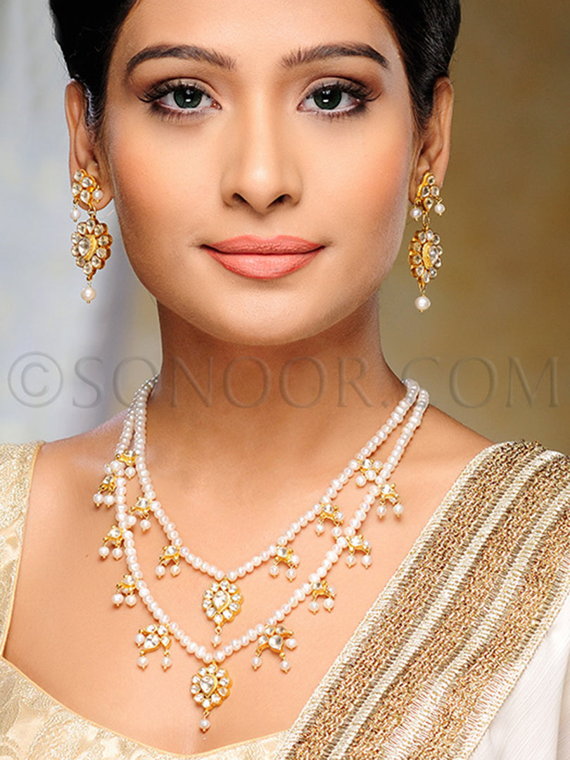 Fabina Gold Plated Pearl String Necklace