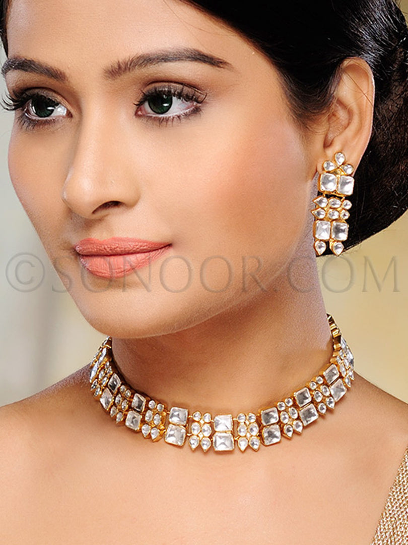 Elili Antique Gold Plated Kundan Choker Set