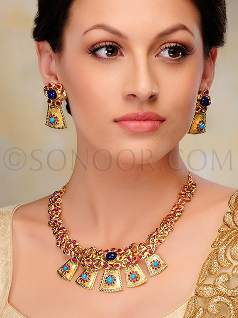 Shanum Gold Handcrafted Multi-Stone Necklace